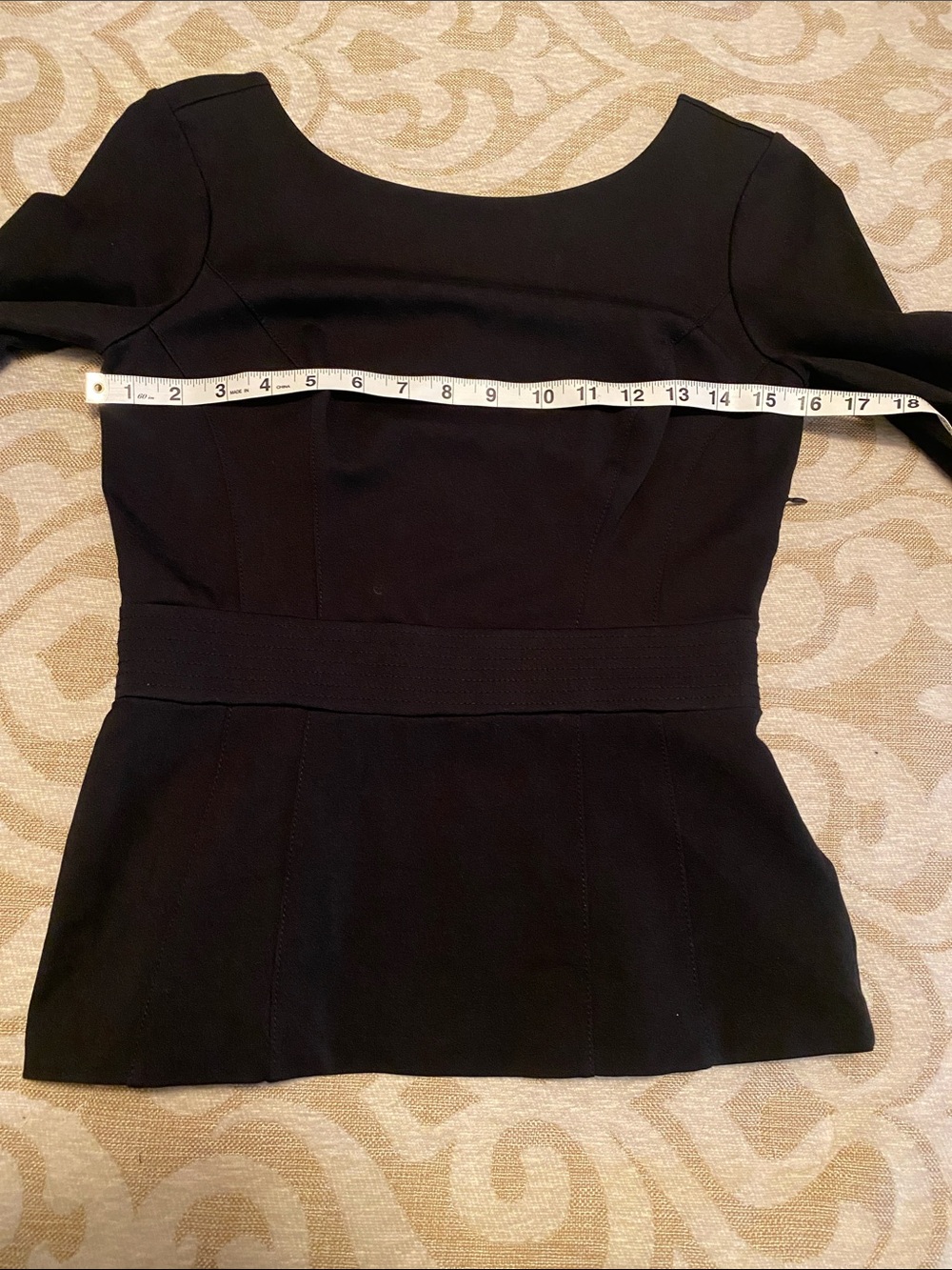 White House Black Market Black Peplum Knit Top Button Back Size 0 - Picture 7 of 11